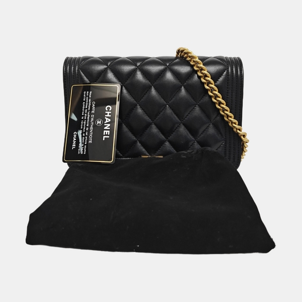 BOY CHANEL Mini Quilted Calfskin Black