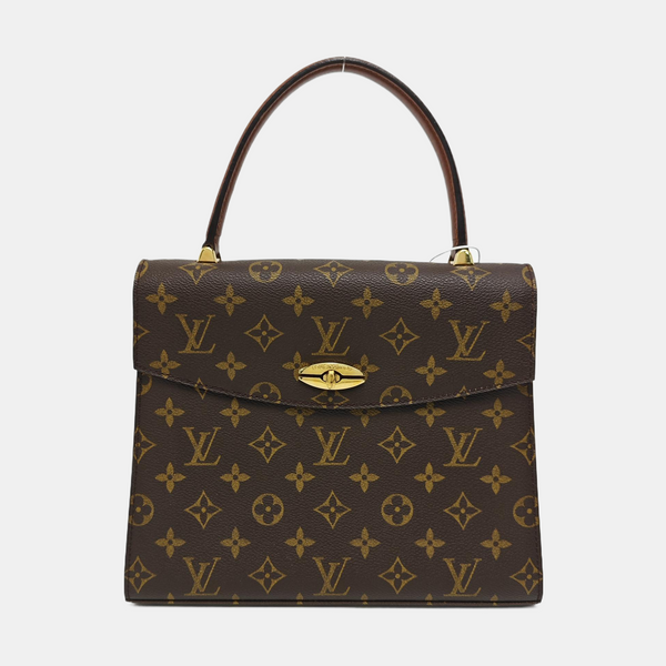 Coated Canvas Top Handle Bag Brown