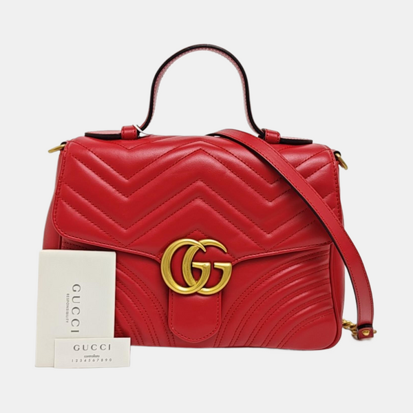 GG Marmont Small Quilted Calfskin Red