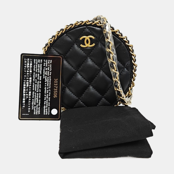 Quilted Lambskin Shoulder Bag Black