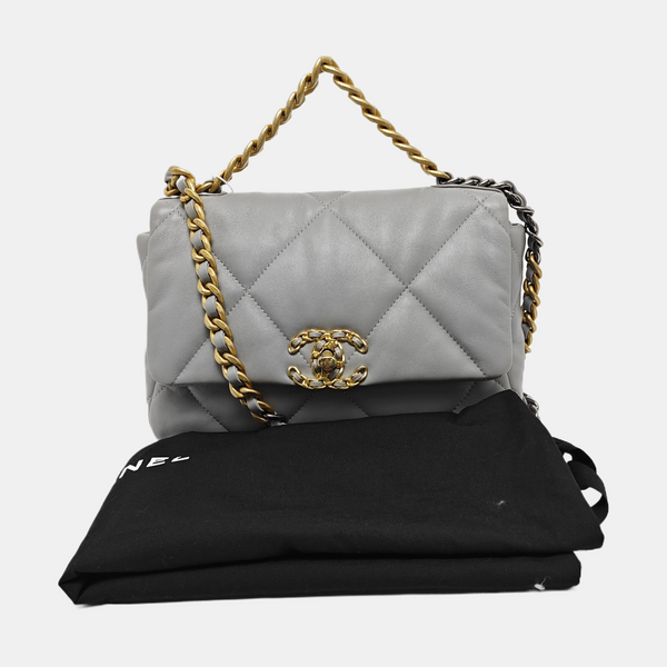 CHANEL 19 Small Quilted Lambskin Gray