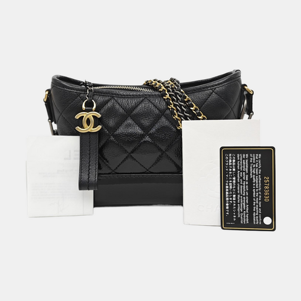 GABRIELLE Small Quilted Lambskin Black