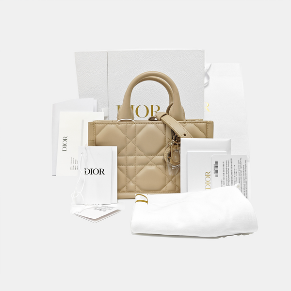 Book Tote Mini Cannage Calfskin Beige