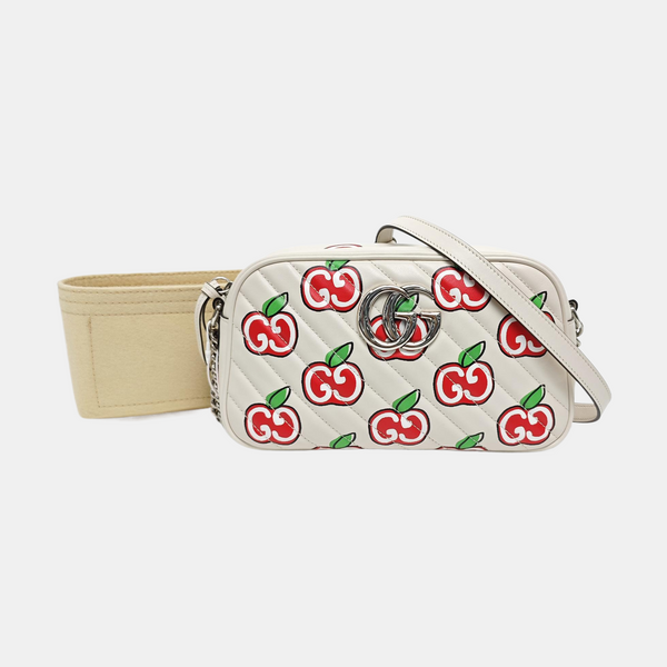 GG Marmont Small Quilted Calfskin White