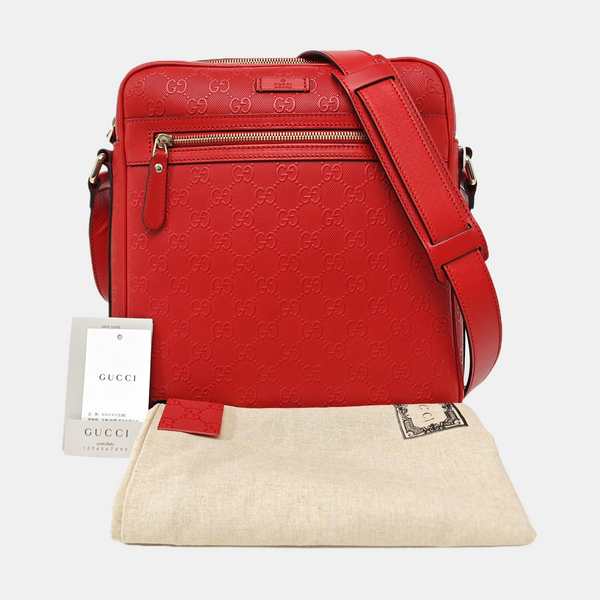 Monogram Calfskin Shoulder Bag Red