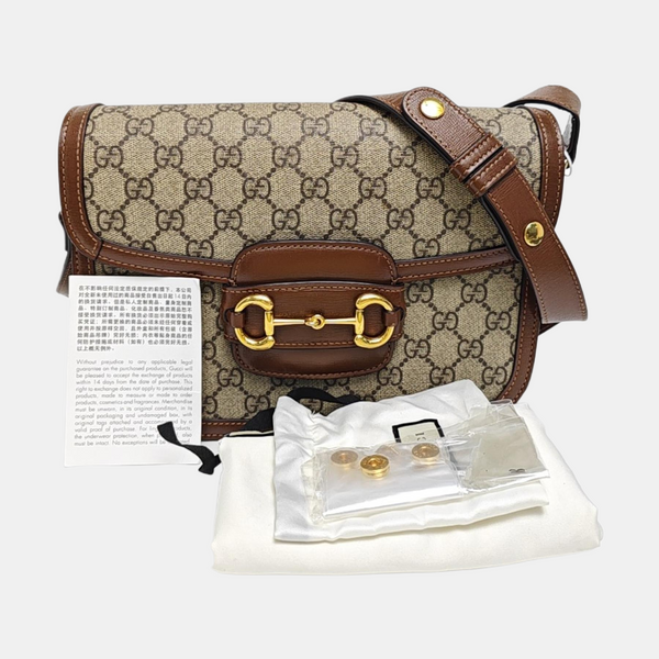Horsebit 1955 Medium Monogram Coated Canvas Beige