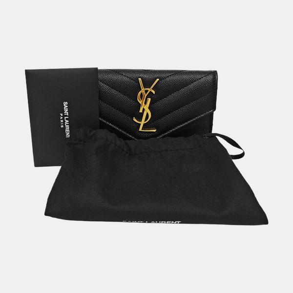 MONOGRAM Small Chevron Calfskin Black Card Holder