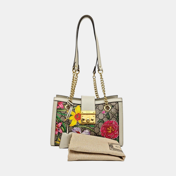 Padlock Small Monogram Coated Canvas Beige