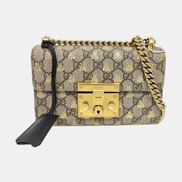 Authenticated pre-owned Padlock Small Monogram Coated Canvas Beige - Shoulder Bag at Looply