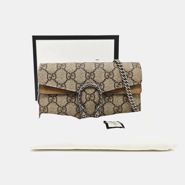Dionysus Super Mini Monogram Coated Canvas Beige
