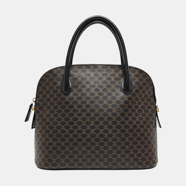 Coated Canvas Top Handle Bag Brown