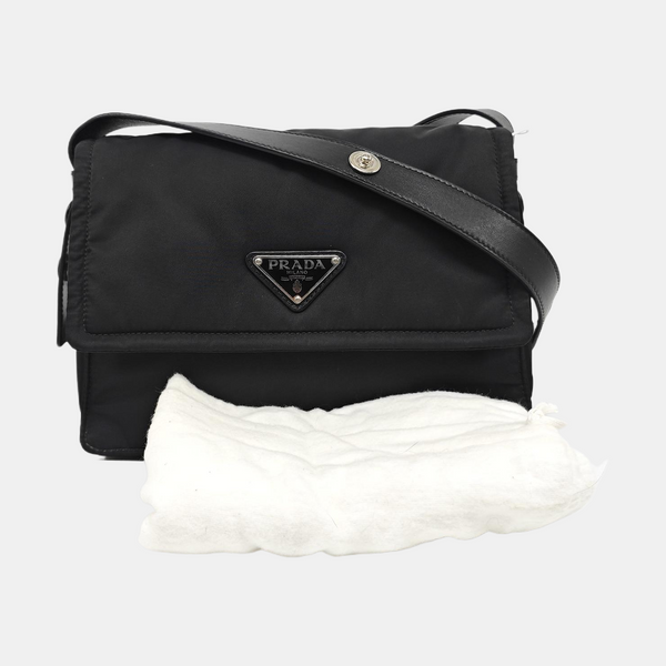 Nylon Shoulder Bag Small Black