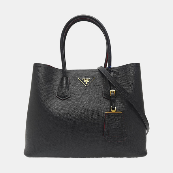 Double Medium Saffiano Calfskin Black