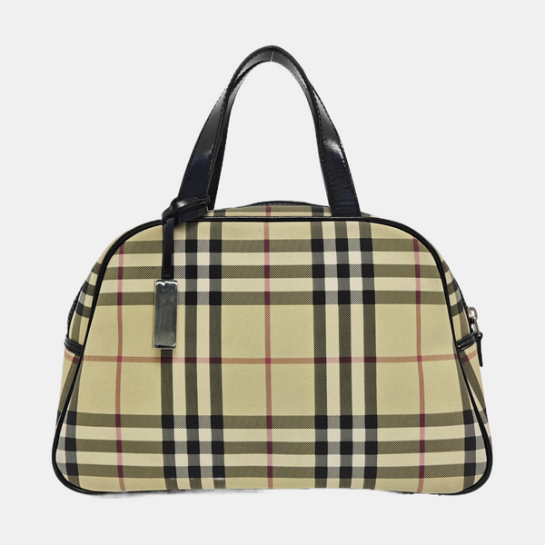 Coated Canvas Top Handle Bag Beige