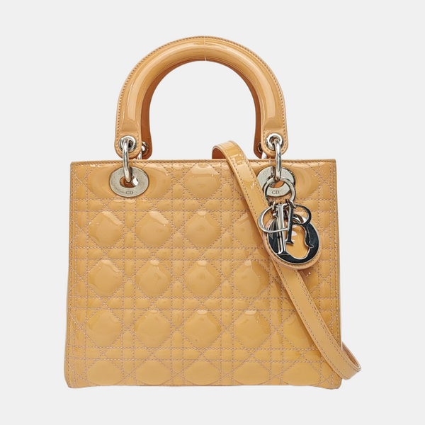 Lady Dior Medium Cannage Patent Leather Yellow