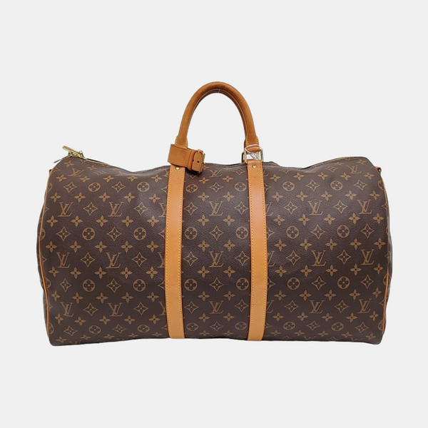 KEEPALL 55 Monogram Coated Canvas Brown