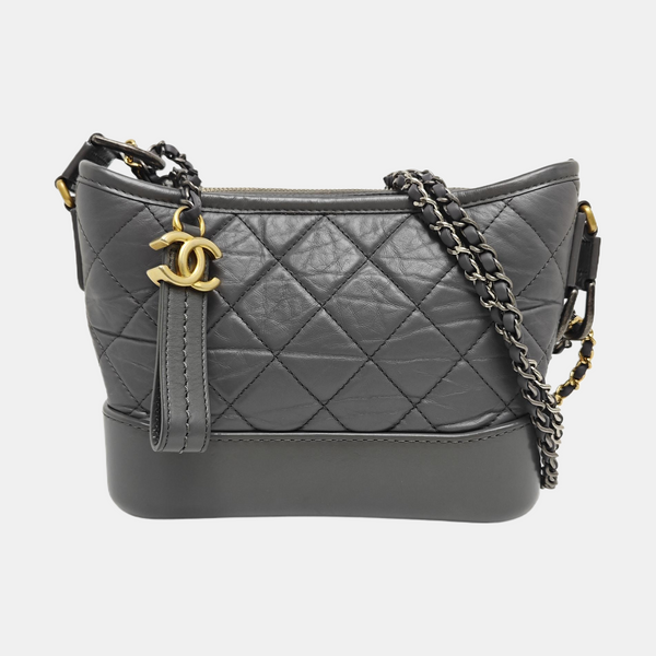 GABRIELLE Small Quilted Calfskin Gray