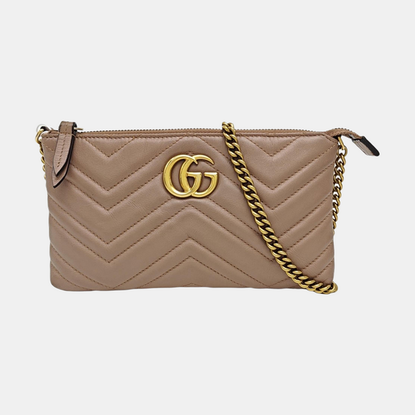 GG Marmont Mini Quilted Calfskin Beige