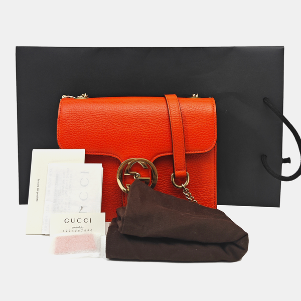Interlocking G Small Calfskin Orange
