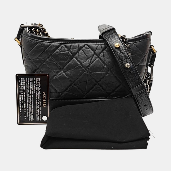 GABRIELLE Small Quilted Vintage Calf Black
