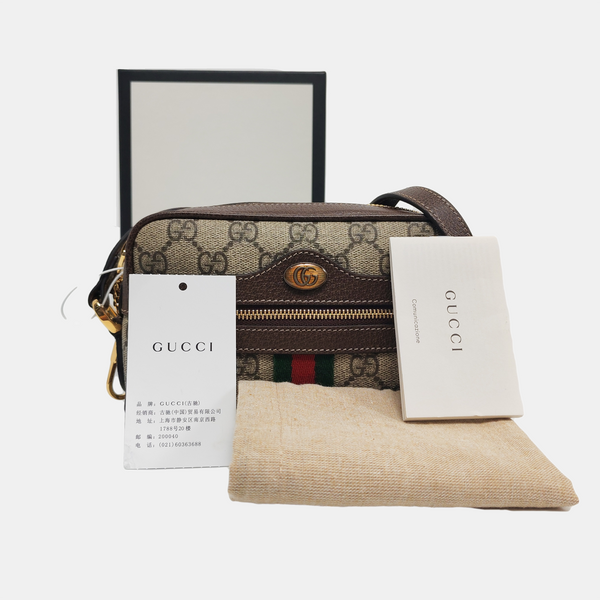Authenticated pre-owned Ophidia Mini Monogram Coated Canvas Beige - Shoulder Bag at Looply
