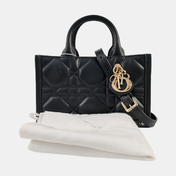 Authenticated pre-owned Lady D-Joy Mini Cannage Calfskin Black - Tote Bag at Looply