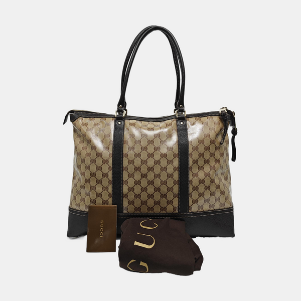 Monogram Coated Canvas Tote Bag Beige
