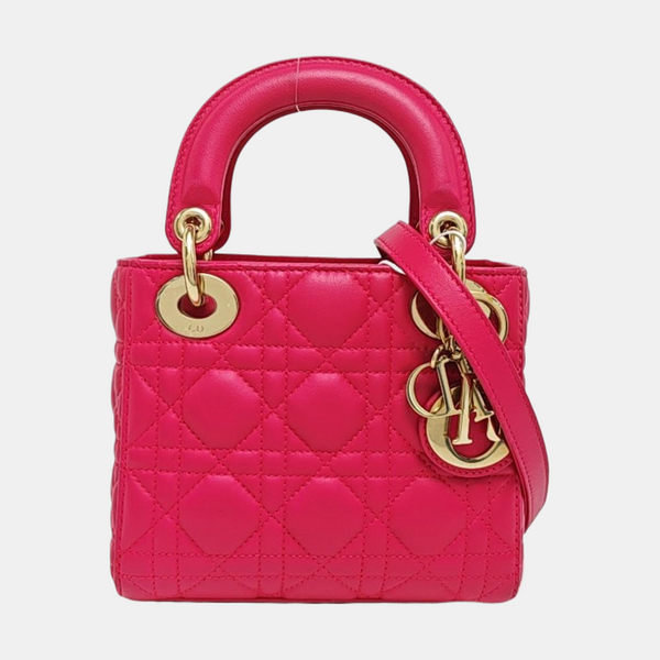 Lady Dior Mini Cannage Lambskin Red