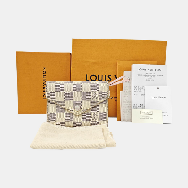 VICTORINE Damier Azur Coated Canvas White Card Holder