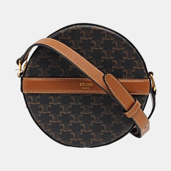 Authenticated pre-owned TRIOMPHE ROUND Coated Canvas Brown - Shoulder Bag at Looply