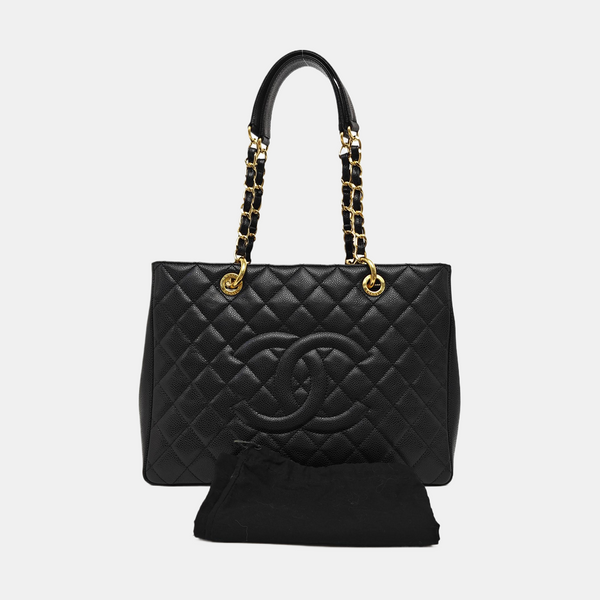 CHANEL GST Large Quilted Grained Calfskin Black