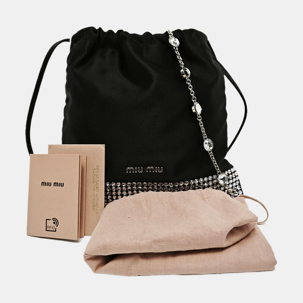 Silk Satin Shoulder Bag Black