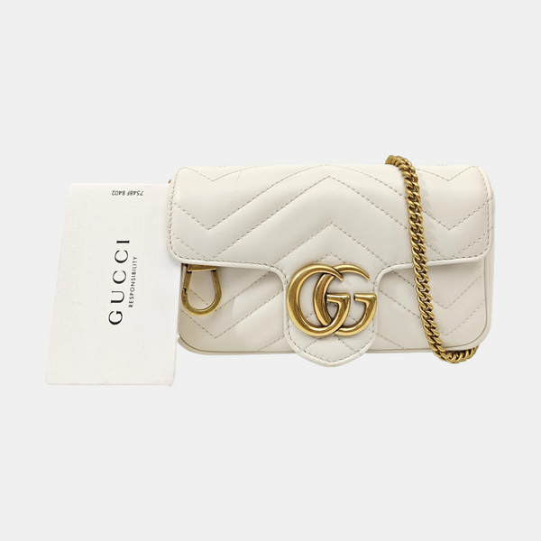 GG Marmont Mini Quilted Calfskin White