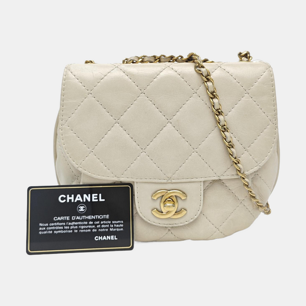 Quilted Calfskin Shoulder Bag Beige