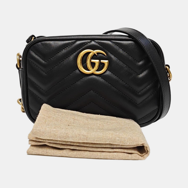 GG Marmont Mini Quilted Calfskin Black