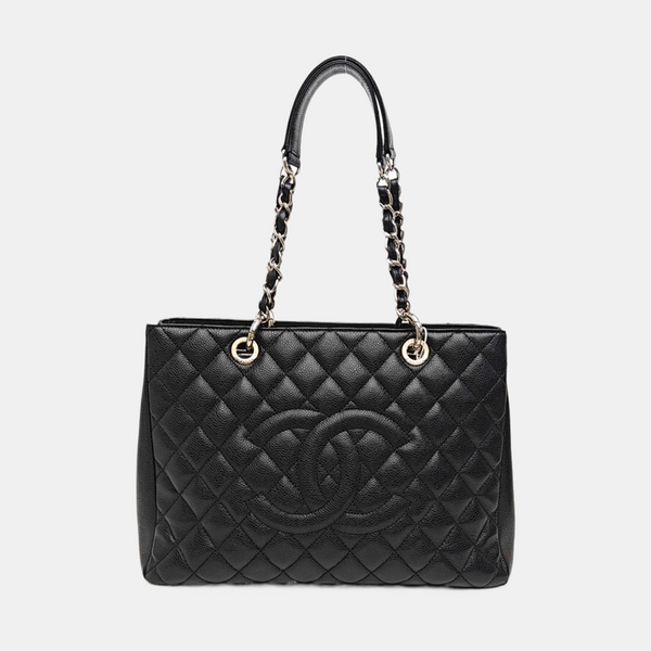 CHANEL GST Large Quilted Grained Calfskin Black
