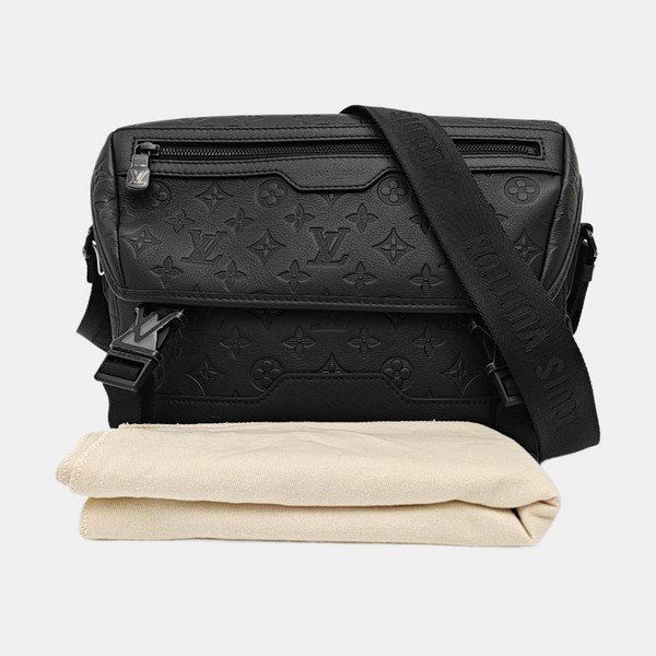 Monogram Calfskin Shoulder Bag Black