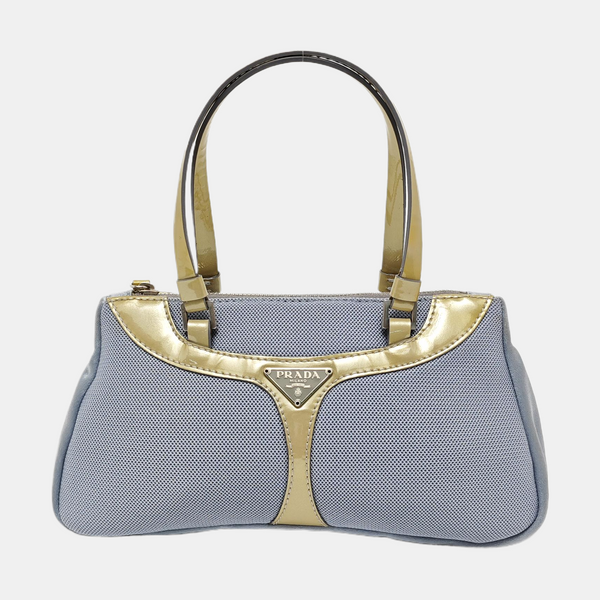 Fabric Top Handle Bag Blue