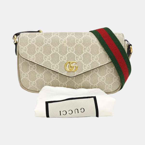 Ophidia Small Monogram Coated Canvas Beige