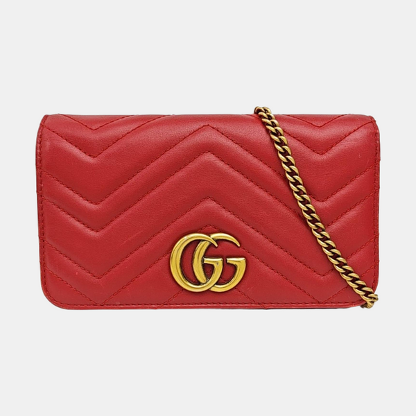 GG Marmont Super Mini Quilted Calfskin Red