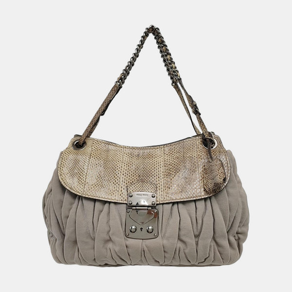 Quilted Fabric Shoulder Bag Gray
