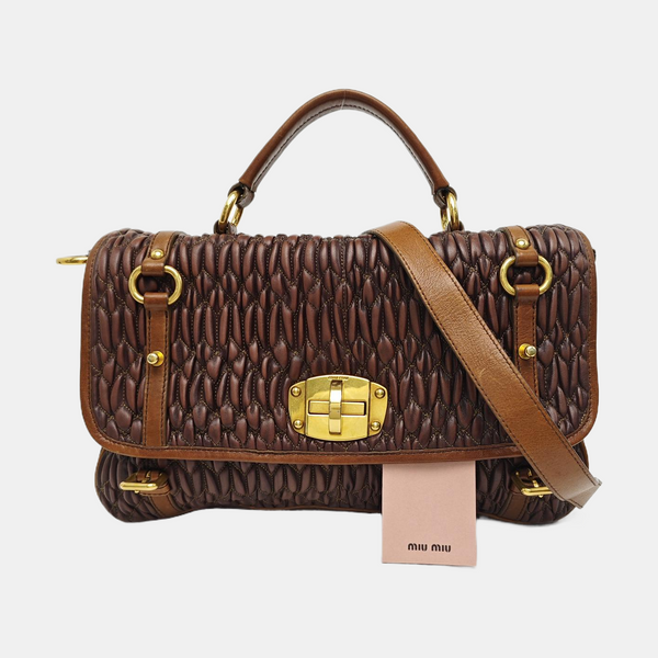 Crystal Quilted Lambskin Brown