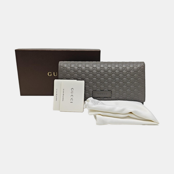 Microguccissima Monogram Calfskin Gray Wallet