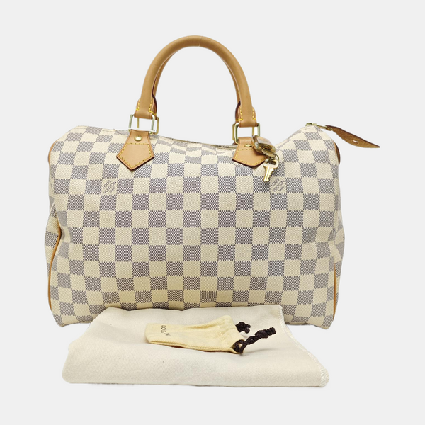 SPEEDY 30 Damier Azur Coated Canvas White