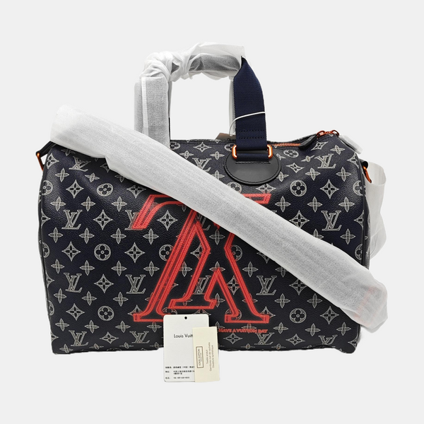 Coated Canvas Shoulder Bag Blue