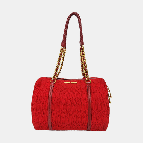 Quilted Canvas Tote Bag Red