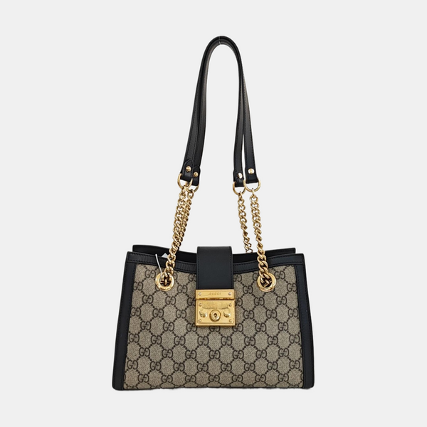 Padlock Small Monogram Coated Canvas Beige