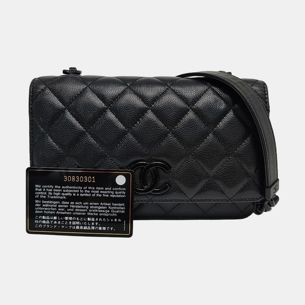WOC Quilted Grained Calfskin Black