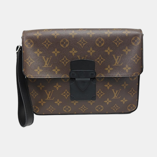 S LOCK Monogram Coated Canvas Brown