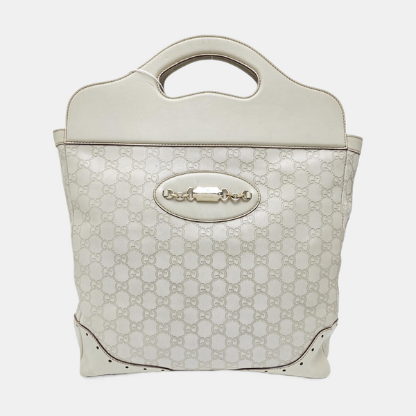 Monogram Calfskin Top Handle Bag White